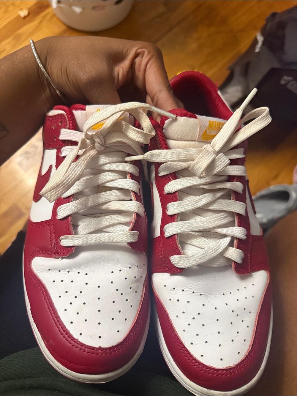 Nike Men’s Low-Top Sneakers — White and Red Accents